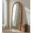 Medieval-Style Solid Wood Arched Rattan Full-Length Mirror-248165495