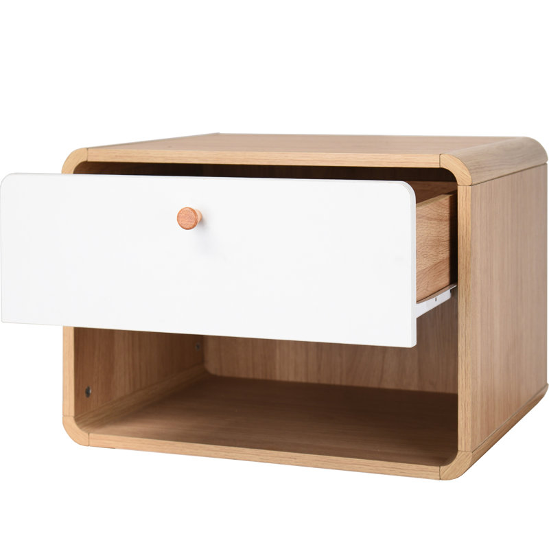 Camryn 51cm W Manufactured Wood Bedside Table, Oak/White