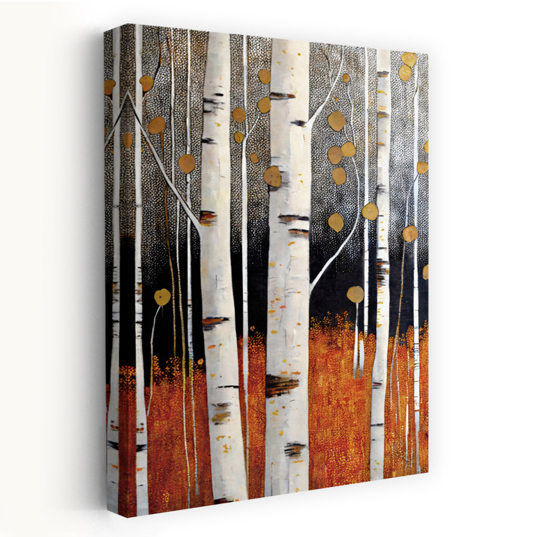 White Birch Forest Abstract Contemporary Wall Art Print