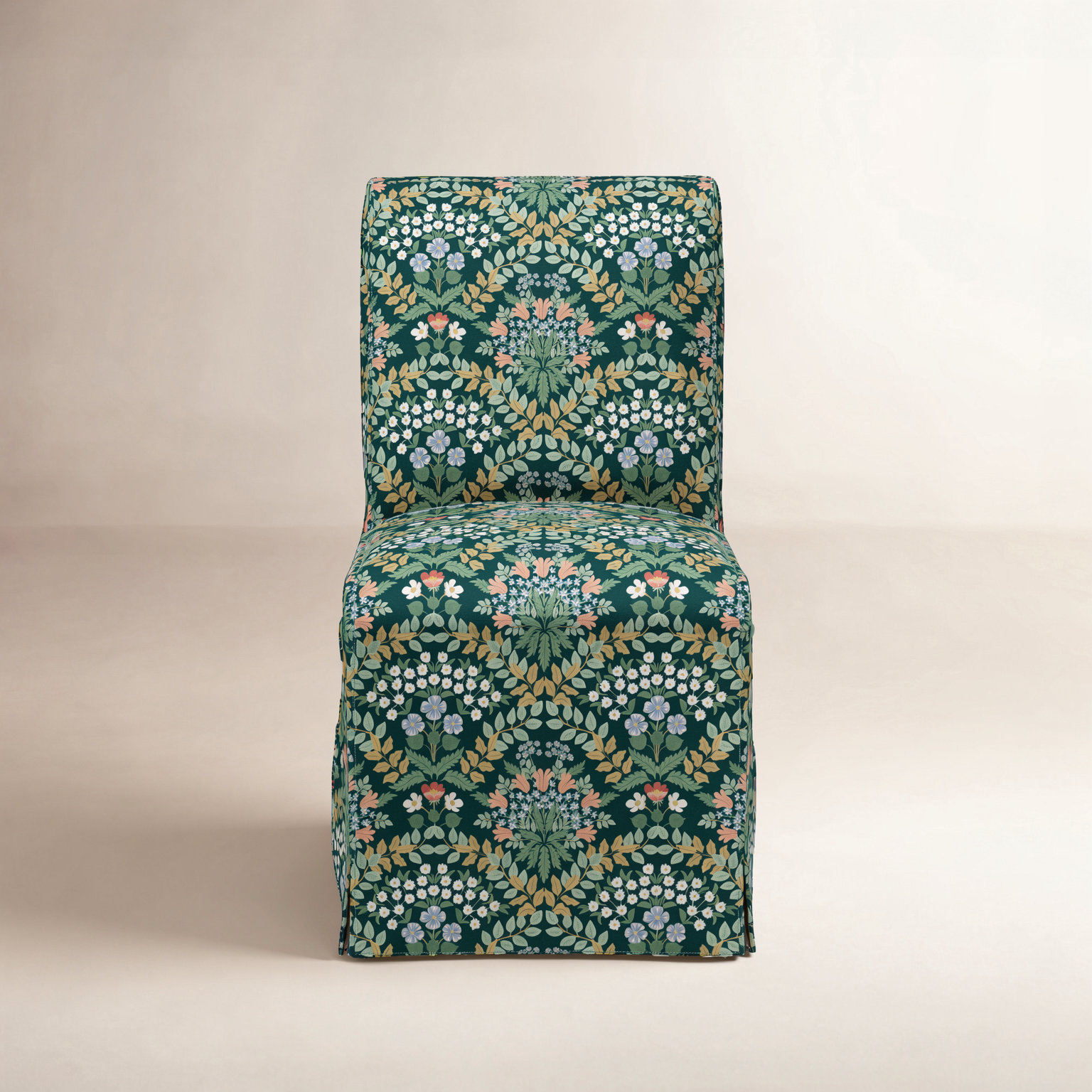 Rifle Paper Co. x Cloth & Company Frances Slipcover Dining Chair, Rpc Bramble Emerald Linen