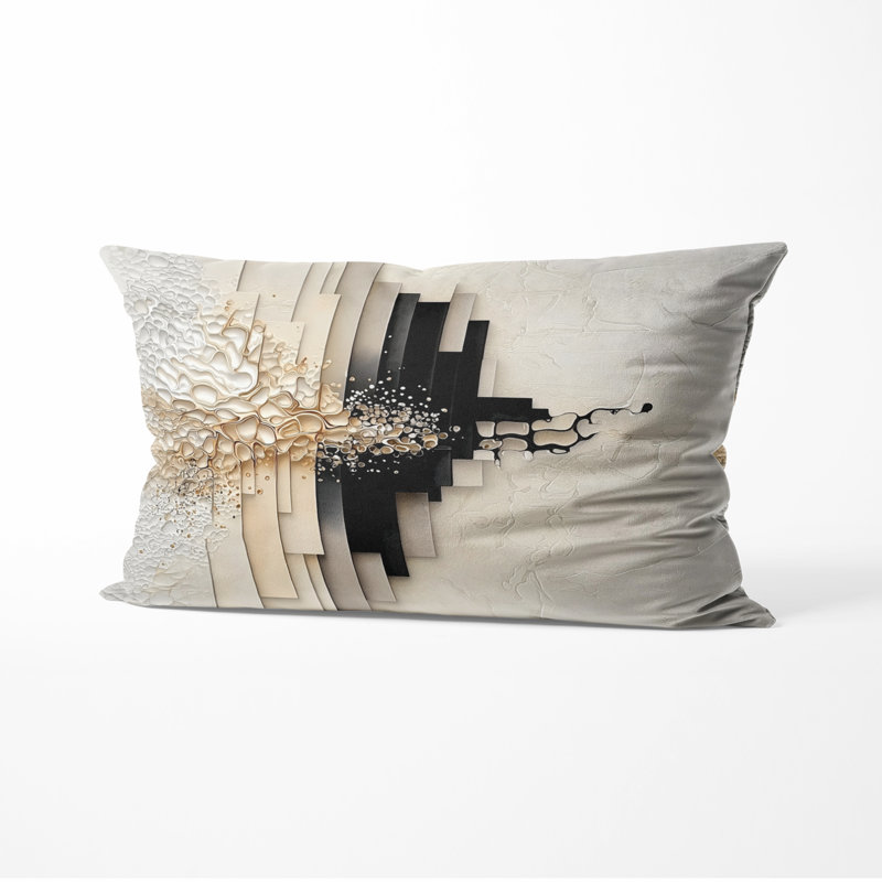 Composition avec coussin décoratif abstrait à formes abstraites - imprimé moderne, H 12 po x l 20 po