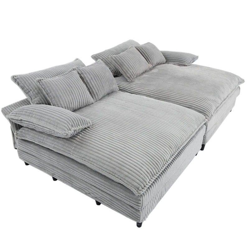 Méridienne surdimensionnée double l 109 po, Gris