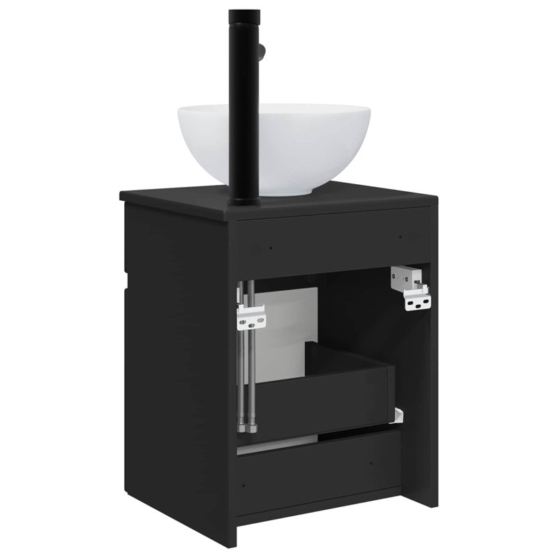 Single Bathroom Vanity with Ceramic Basin, Black