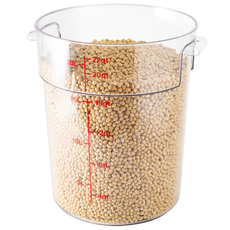 Contenant alimentaire de 22 pintes pour restaurant, 1 contenant commercial rond - couvercle vendu séparément, avec marqueurs de volume, seau de préparation des aliments en plastique transparent, rangement compact