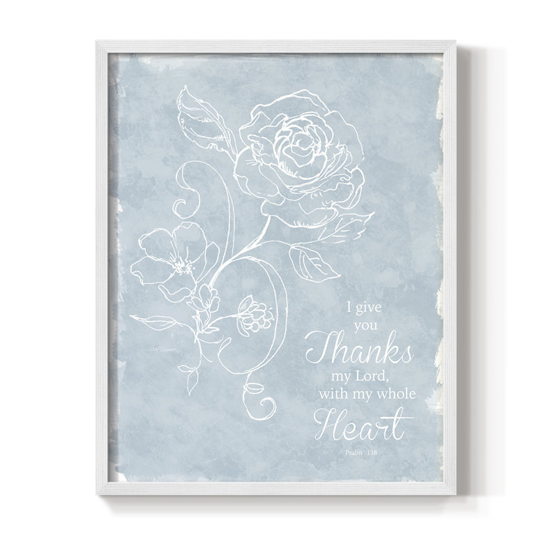 Whole Heart Framed Print - Solid Wood, White, 10" H x 8" W