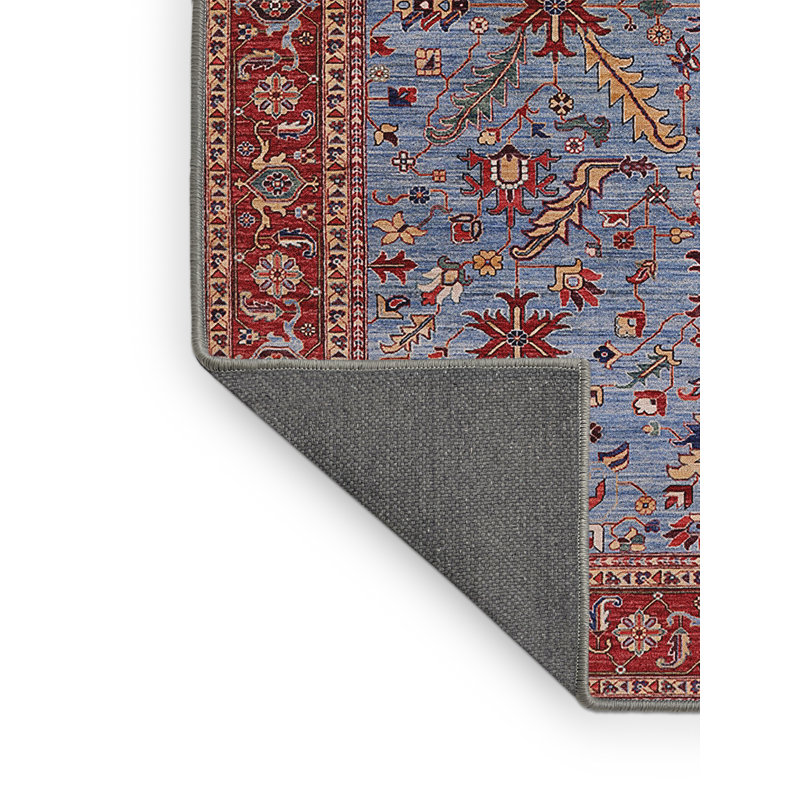 Tapis oriental bleu / rouge, Tapis de couloir 2 pi x 5 pi