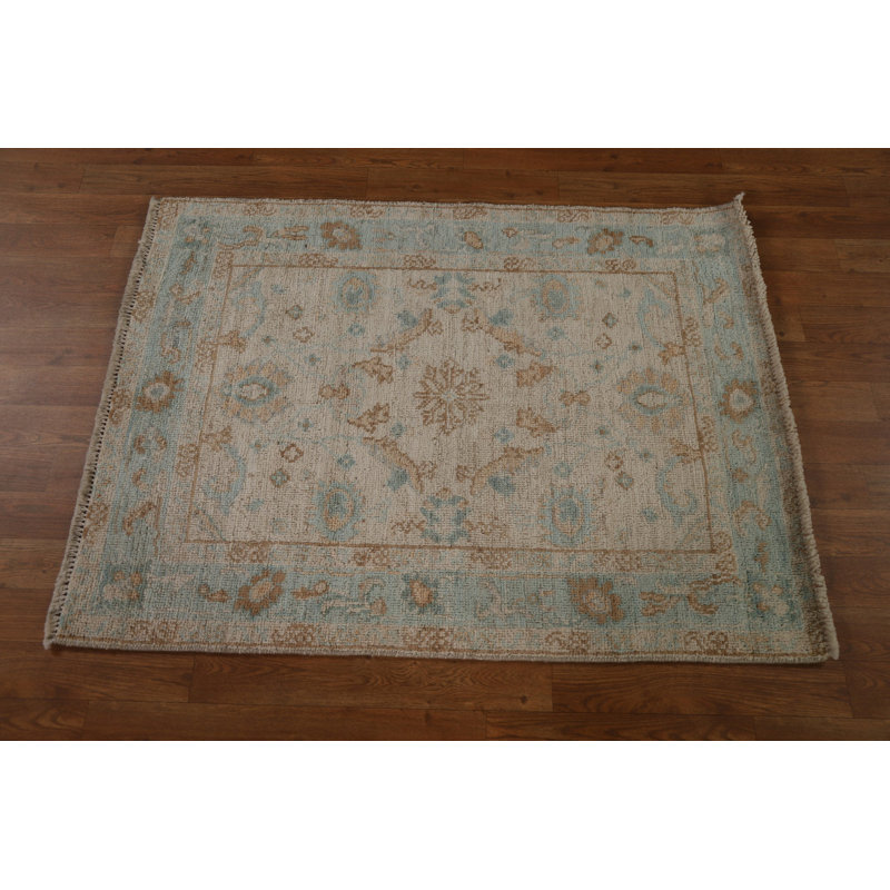 Tapis turc Oushak en laine noué à la main 3X4