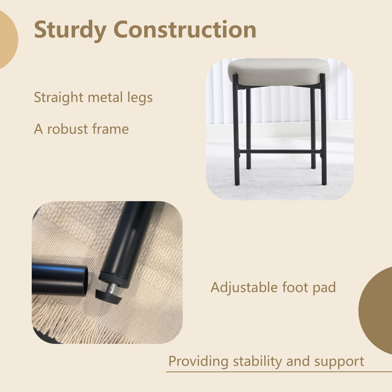 Elephant Gray Faux Leather Metal Counter Stools Set of 2
