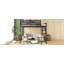 Lit mezzanine double avec échelle, lit mezzanine double en métal avec tablettes de rangement