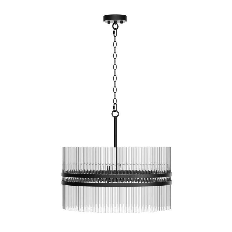 Kumar 6 - Light Dimmable Drum Chandelier, Black