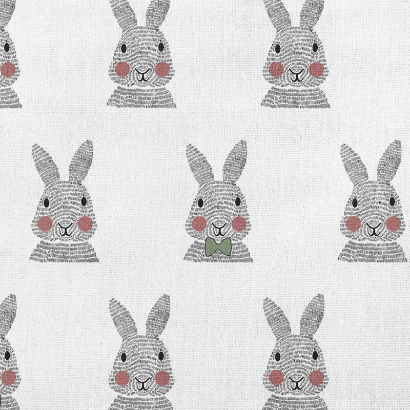 16" x 16" White and Gray Bunny Easter Throw Pillow