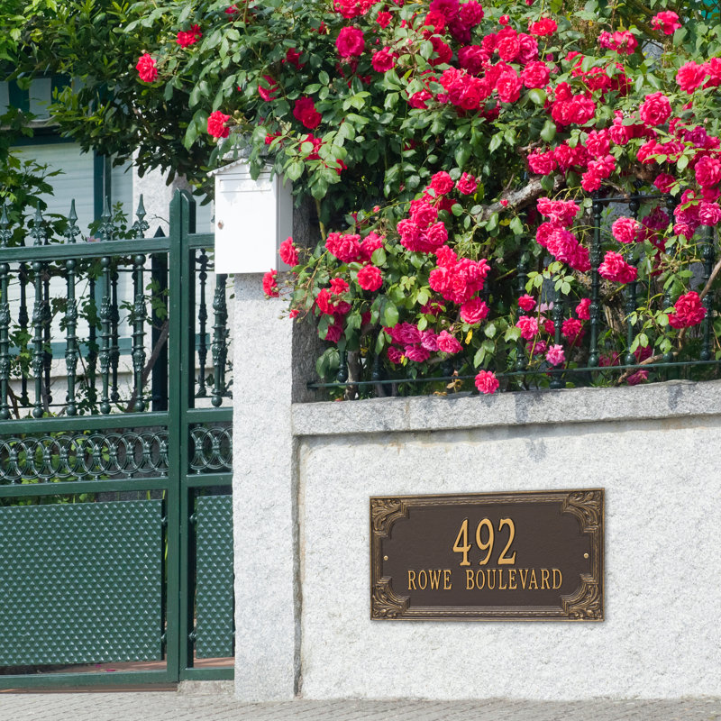 Plaque d'adresse murale sur 2 lignes Signature Series, Bronze, Or, Oui