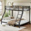Lit superposé en métal Queen size x Queen, 160 cm L x 149 cm l x 244 cm H, monobloc, structure tubulaire ronde noire, insonorisée, sans sommier.-135317160