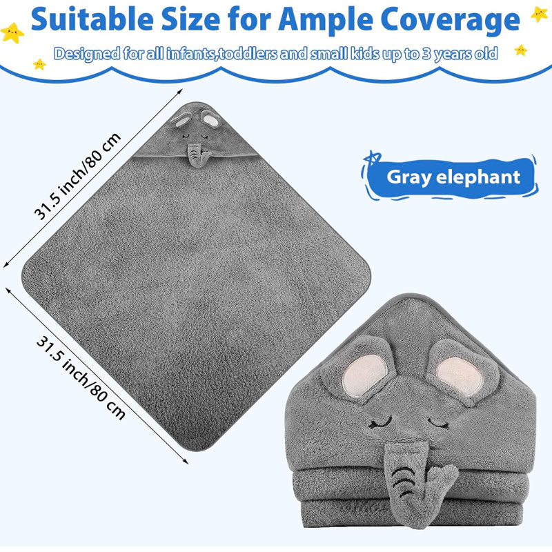 Baby Hooded Towel, Ultra Soft & Absorbent Animal Cartoon Bath Towel for Kids, Baby Towels, Lightweight Knit Fabric