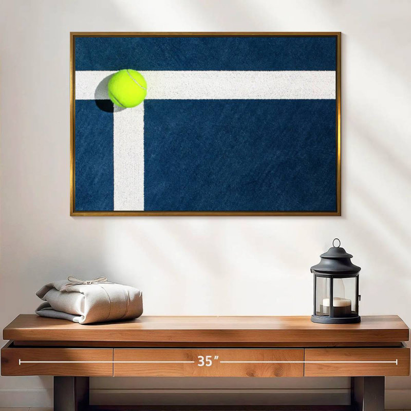Cour de tennis, 25 po x 17 po, Cadre flottant doré