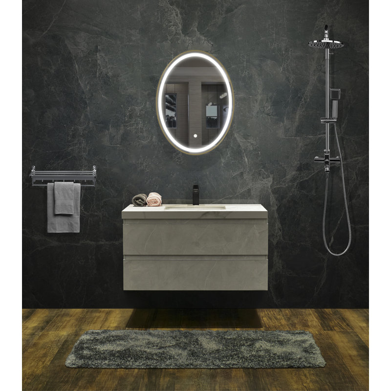 Miroir de salle de bain Carolea, Doré