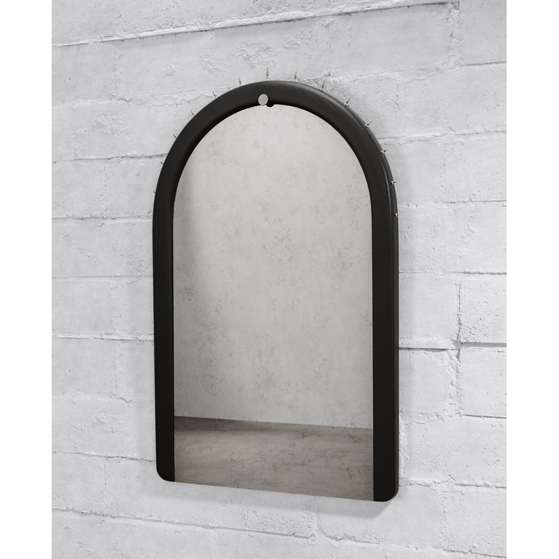Sitiera Aged Solid Wood Mirror, Stainless Steel