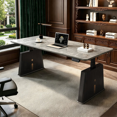 55.12"Height-adjustable standing-type granite slab office desk