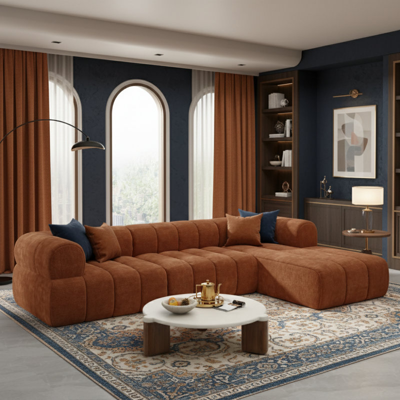 Canapé modulaire compressé Monroe, Chenille orange