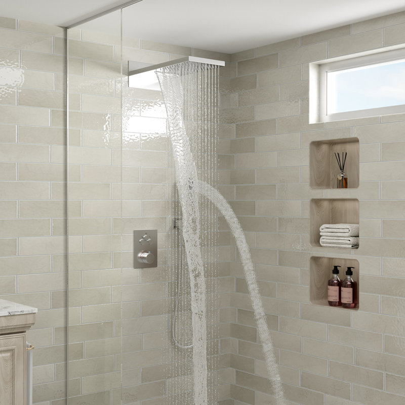 Matte Black and Brushed Nickel 22" Thermostatic Rainfall Shower System