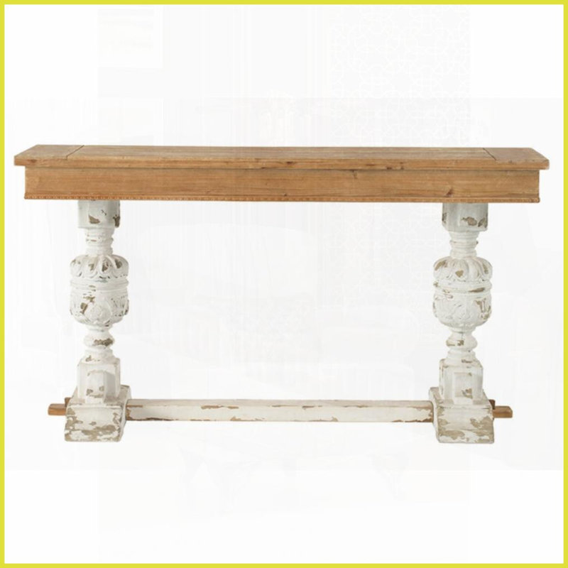 Table basse en bois de sapin rétro Alcott avec finition blanchie - idéale pour la salle à manger Maison, style héritage chaleureux