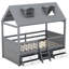 Structure de lit simple en bois, gris