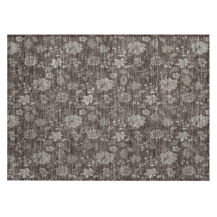Washable Floral Indoor / Outdoor Rug