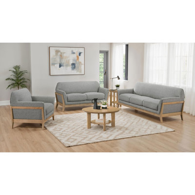 Ensemble de canapé 3 pièces Caspian Gray - Ensemble de salon gris moderne avec canapé, causeuse et chaise