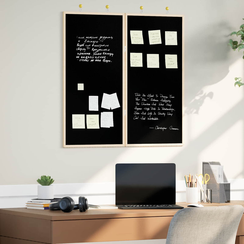 vidaXL Bulletin Board Folding Manual Solid pine wood Office Supplies Pin Memo, Black, 80cm H x 80cm L