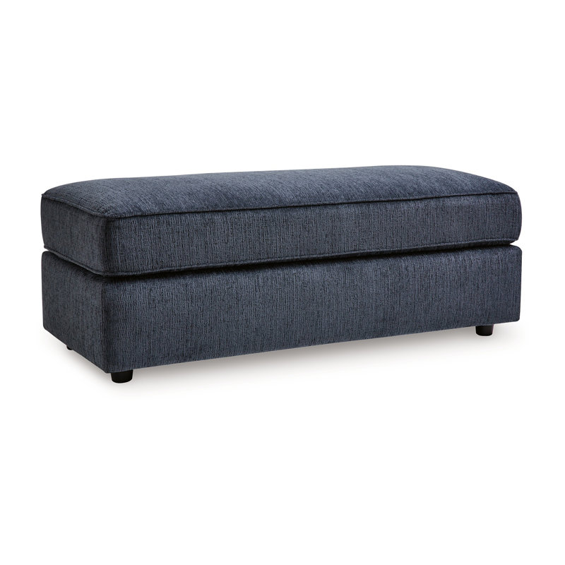 Alfie Oversized Ottoman Bench, Blue Polyester, 43 Inch Rectangular