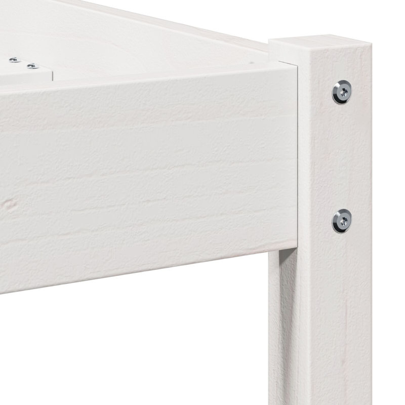 Bed Frame With Headboard Solid Wood Pine, 165.5 x 215.5 cm, White