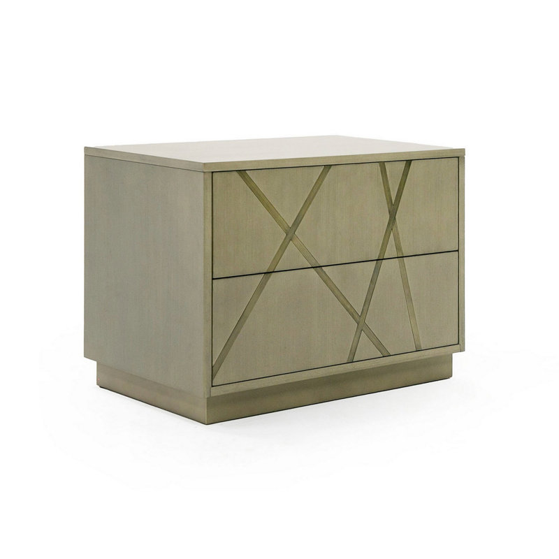 Table de chevet 2 tiroirs en bronze