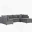 Grey Chenille With Square Arms Sofa-654000343