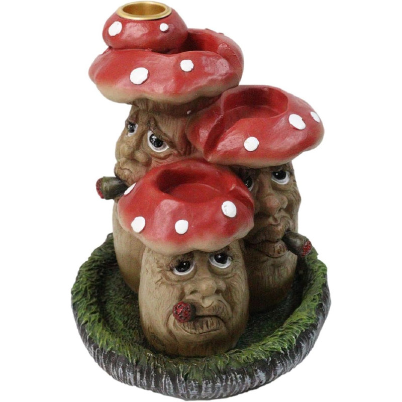 Brûleur d'encens à champignon 3 champignon rouge Fairy Garden