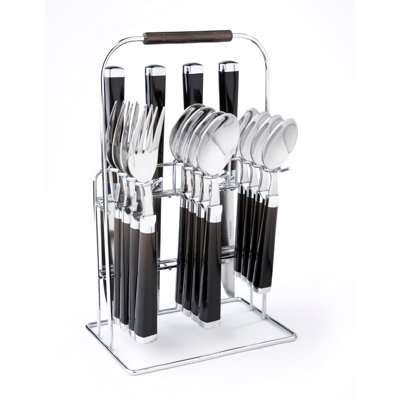 Cambridge Temptation Black Charcoal 16-Piece Flatware Rack
