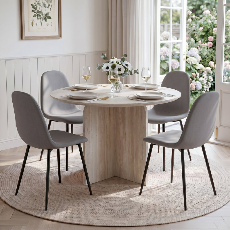 4 - Person Dining Set, Grey, Light Grey/Stone