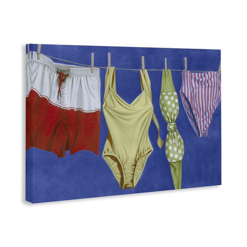 «Bathing Suits on Laundry Line», art mural par Grace Popp, H 30 po x l 45 po