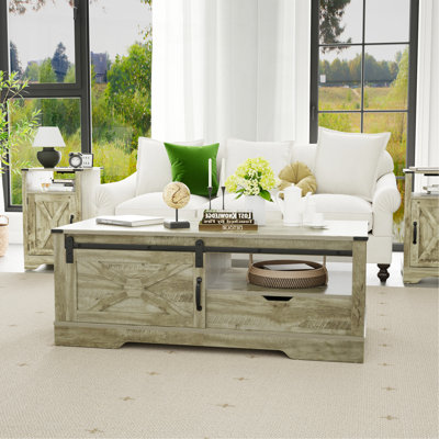 Grande table rectangulaire à porte de grange coulissante Farmhouse