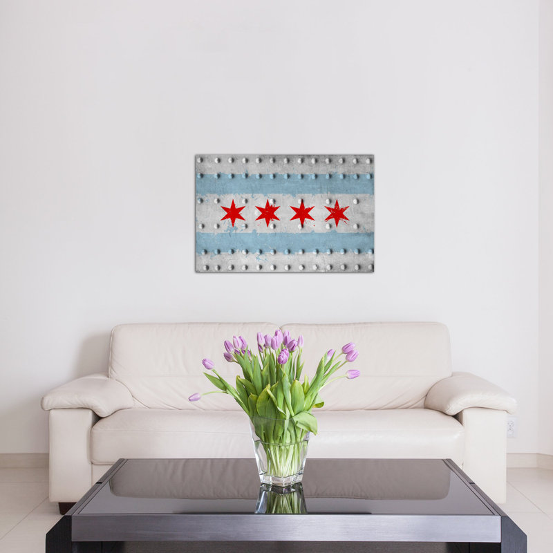 Chicago, Illinois - Rivet grunge, impression sur toile, H 40 po x l 60 po x P 1,5 po, Toile tendue, Pas de tapis
