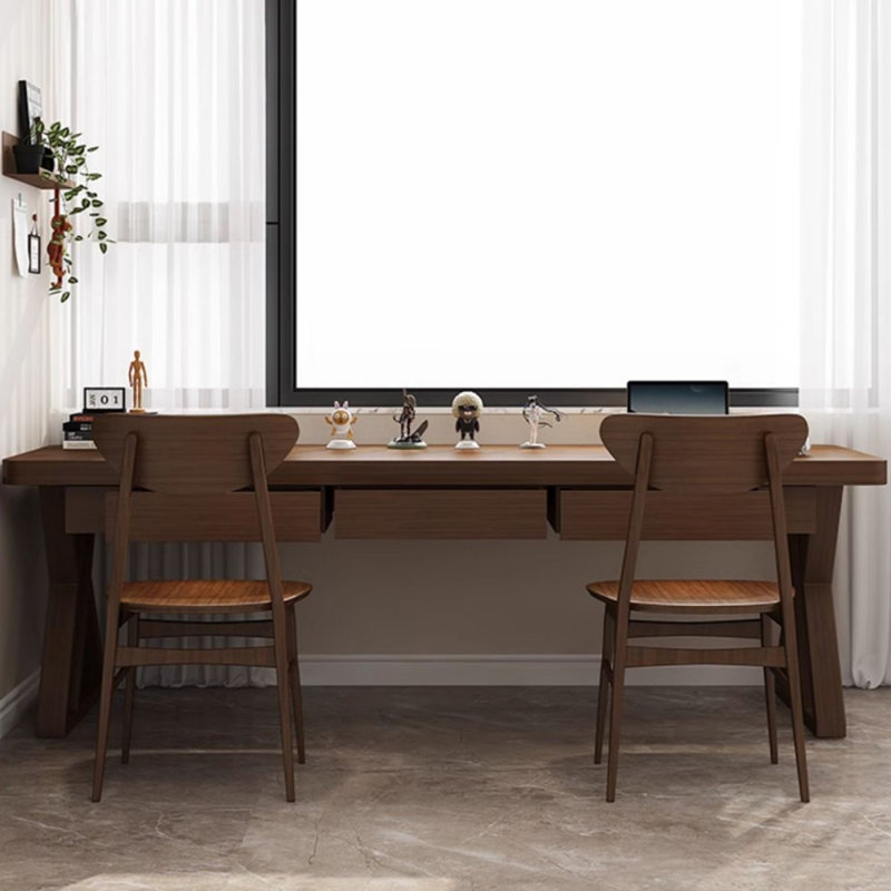 Dark Walnut Rectangular Solid Wood desks, 29.53" H x 78.74" W x 23.62" D
