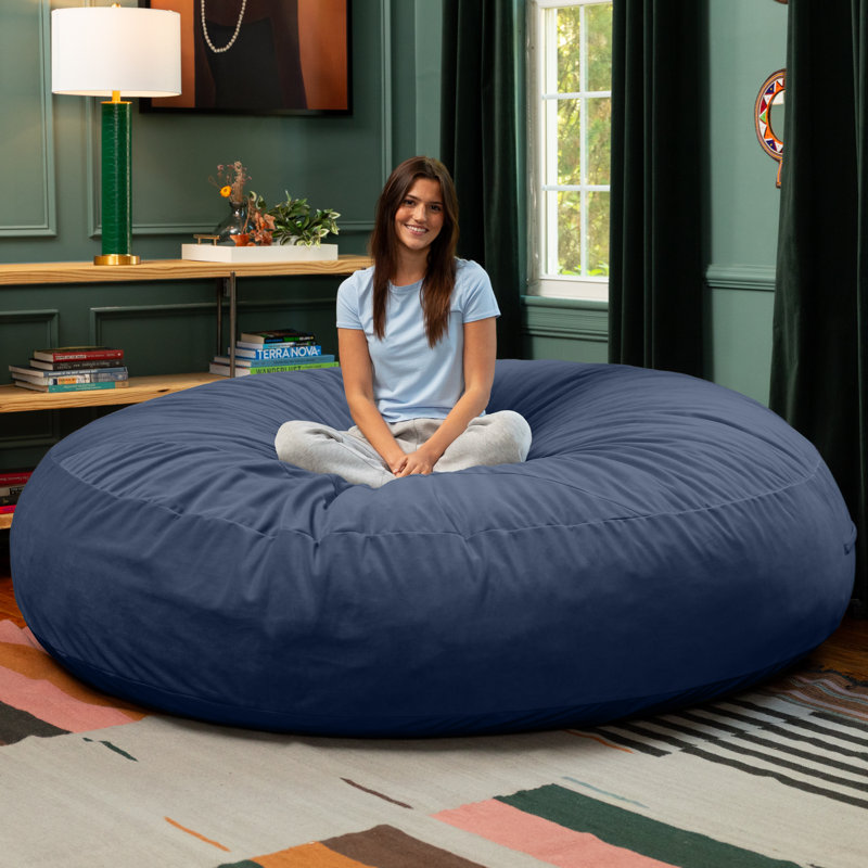 Fauteuil à billes 7 pi Cocoon - Giant, Velours bleu