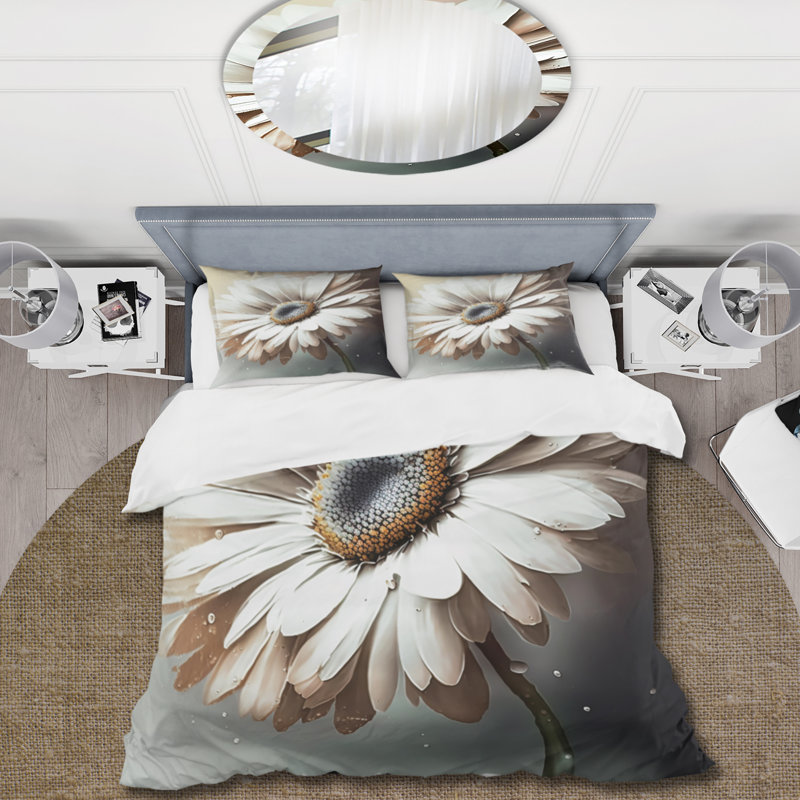 Ensemble de housse de couette en microfibre / polyester White Gerbera Flowers II
