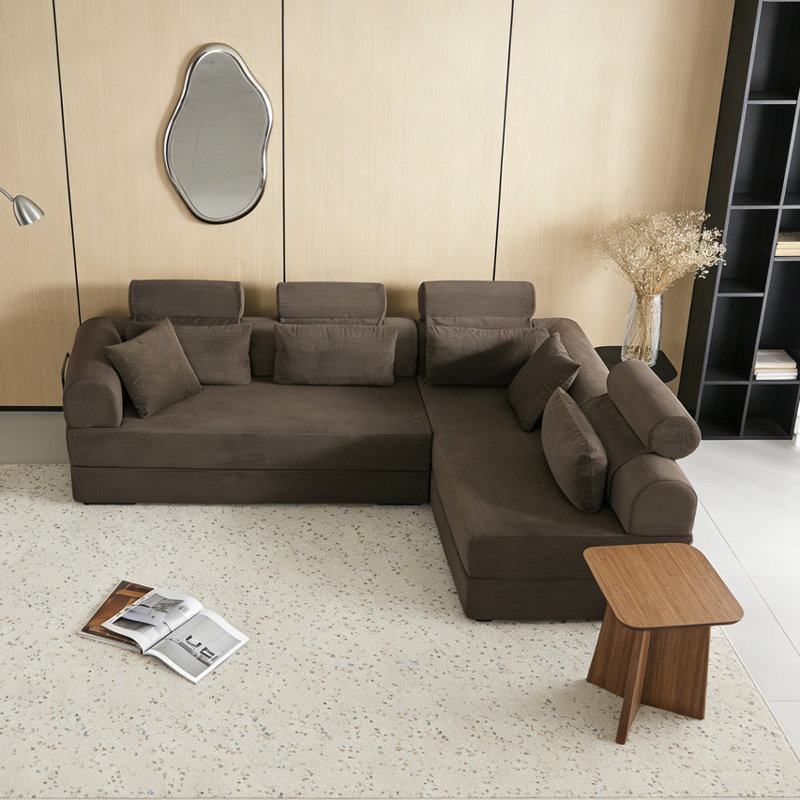 L shape Modular Sectional Sofa, Brown