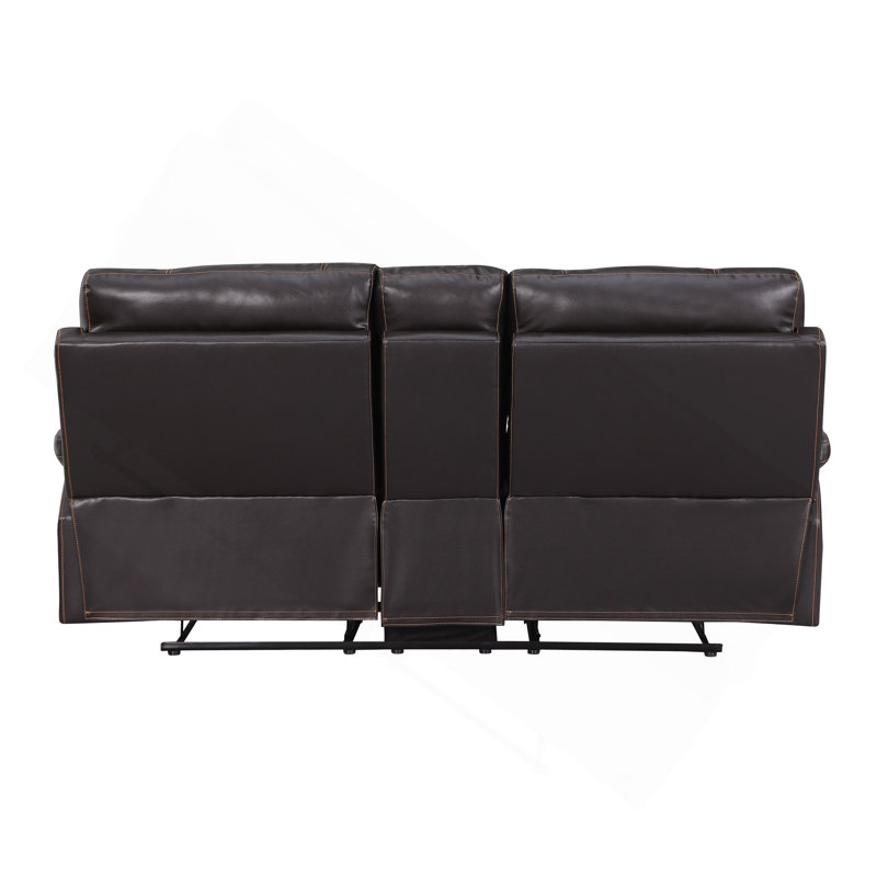 Global United Leather-Air Recliining  Console Loveseat
