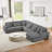 129" Oversized U-shaped With Chaise Lounge, Dark Gray Corduroy, 4 Square & 3 Lumbar Pillows, Removable Cushions Legs