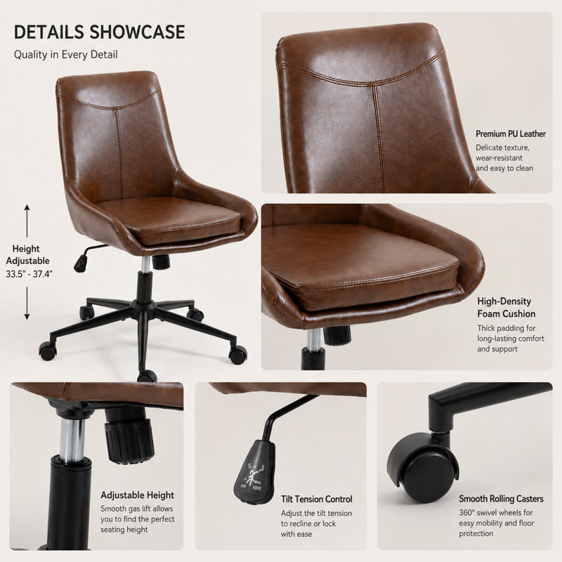Chaise de bureau pivotante en similicuir