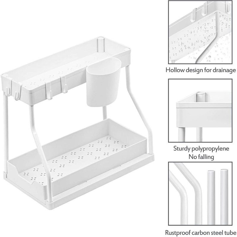 Stainless Steel Under Sink Organiser, White