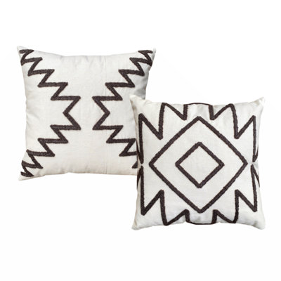 Embroidered Cotton Blend Throw Pillow