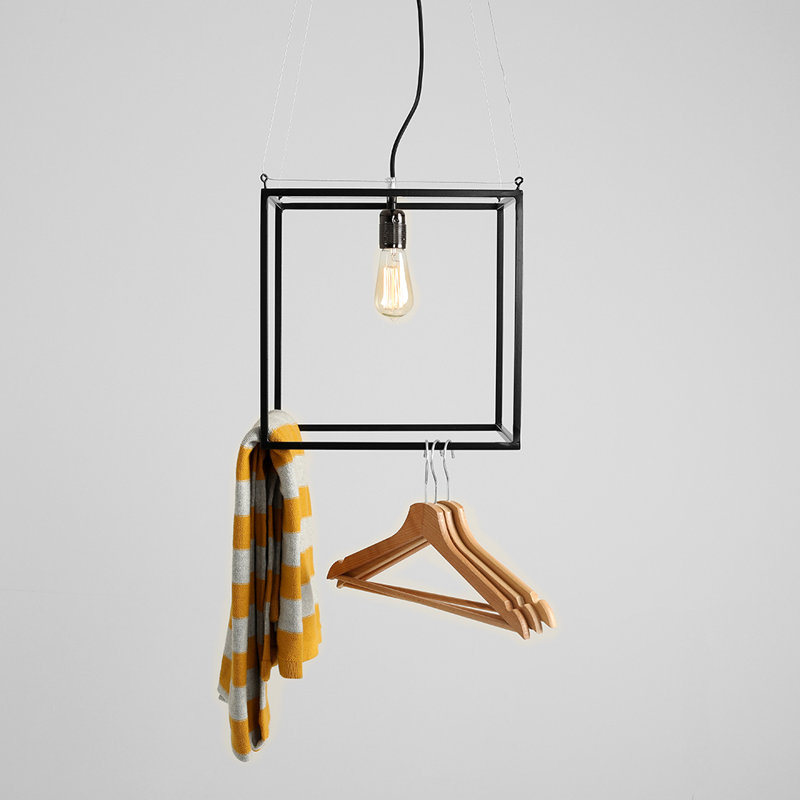 Allyssa 1 - Light White Square/Rectangle Pendant, Black