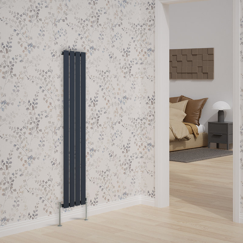 Briscoe Vertical Single Flat Panel Radiator, Anthracite, 160cm H x 27.2cm W x 5.2cm D